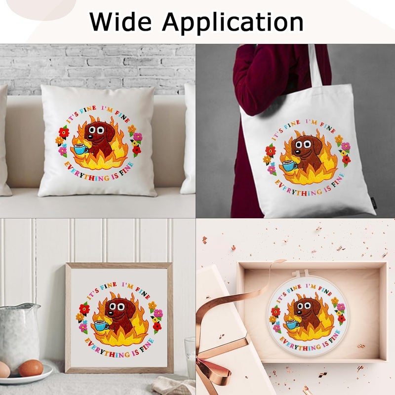 Nuberlic Cute Dog Embroidery Kits for Beginner Adults Cross Stitch Kit with Funny Animal Pattern Include Cloth Hoops Threads Needles - Image 4